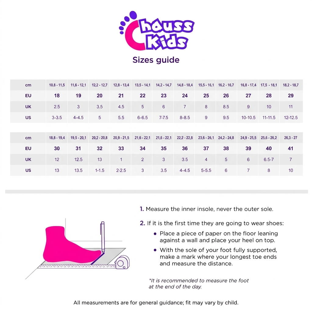 Guide de tailles Standard