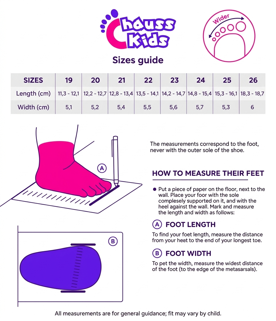 Guide de tailles Barefoot